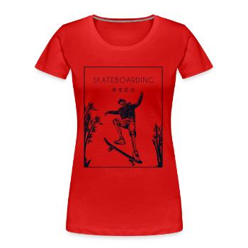 Skateboarding Chinese Hanzi Skatepark Skatergirl - Frauen Premium Bio T-Shirt - Rot - Vorne - Mia (176cm)