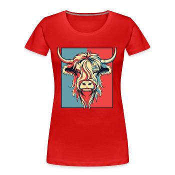 Portrait Highland Cow Highland Heifer Highland - Women's Premium Organic T-Shirt - red - Front - Mia (176cm)