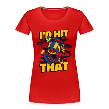 J’aurais frappé ce joueur de volley-ball maniaque du volley-ball - T-shirt bio Premium Femme - rouge - Devant - Mia (176cm)