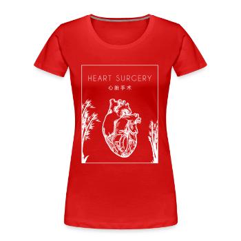 Chirurgie cardiaque Chinois Hanzi Greffe à cœur ouvert - T-shirt bio Premium Femme - rouge - Devant - Mia (176cm)