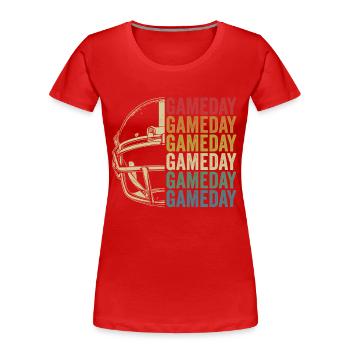 Retro Football Gameday American Football - Women's Premium Organic T-Shirt - red - Front - Mia (176cm)