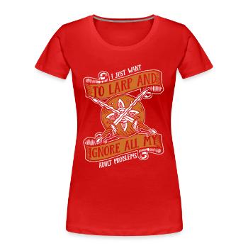 Ich will nur LARPen Waffen Rüstung - Frauen Premium Bio T-Shirt - Rot - Vorne - Mia (176cm)