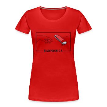 Michel-Ange Création de la bouche d’harmonica d’Adam - T-shirt bio Premium Femme - rouge - Devant - Mia (176cm)