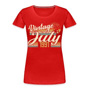 Juillet 1991 Cadeau, 33e Anniversaire Juillet 1991 - T-shirt bio Premium Femme - rouge - Devant - Mia (176cm)
