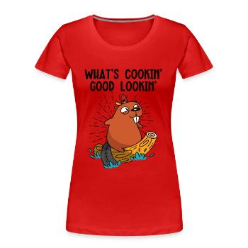 Was kocht gut aussehend Nordamerika - Frauen Premium Bio T-Shirt - Rot - Vorne - Mia (176cm)