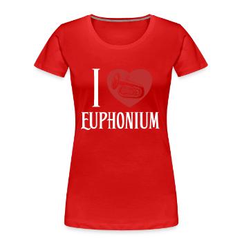 J’adore Euphonium Instrument Euphonist - T-shirt bio Premium Femme - rouge - Devant - Mia (176cm)