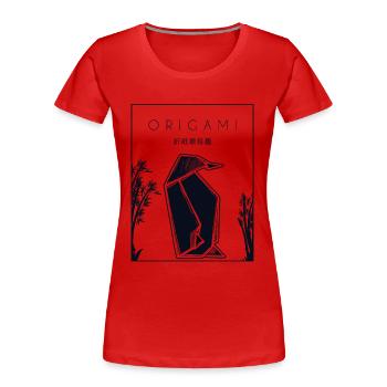Origami Chinesisches Hanzi Falten Eule Papierkranich - Frauen Premium Bio T-Shirt - Rot - Vorne - Mia (176cm)