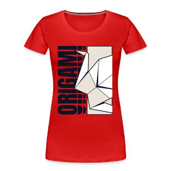 Falten Eule Papierkranich Meister Origami - Frauen Premium Bio T-Shirt - Rot - Vorne - Mia (176cm)
