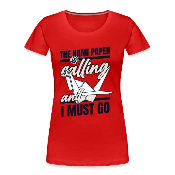 Kami Paper nennt Folding Owl Paper Crane - Frauen Premium Bio T-Shirt - Rot - Vorne - Mia (176cm)