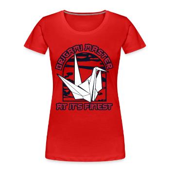 Origami-Meister vom Feinsten Falten Eulenmeister - Frauen Premium Bio T-Shirt - Rot - Vorne - Mia (176cm)