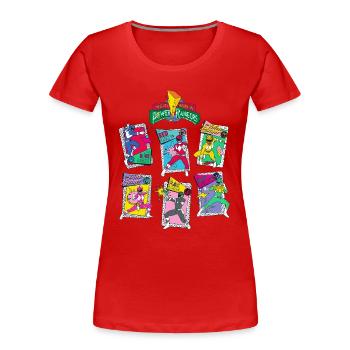 Power Rangers Retro Style Alle Rangers - Frauen Premium Bio T-Shirt - Rot - Vorne - Mia (176cm)