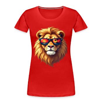 Un lion majestueux porte des lunettes de soleil - T-shirt bio Premium Femme - rouge - Devant - Mia (176cm)