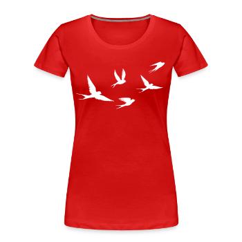 Birds | Oiseau - T-shirt bio Premium Femme - rouge - Devant - Mia (176cm)