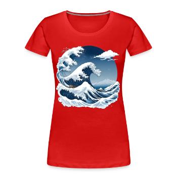 Große Welle von Kanagawa - Frauen Premium Bio T-Shirt - Rot - Vorne - Mia (176cm)