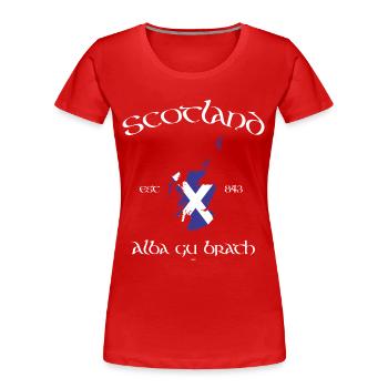 Scotland Map Flag - Frauen Premium Bio T-Shirt - Rot - Vorne - Mia (176cm)