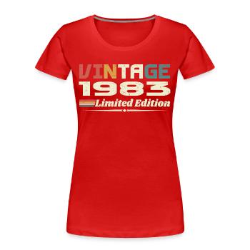 Jahrgang 1983 Geschenk 1983 Geburtstag 1983 Retro - Frauen Premium Bio T-Shirt - Rot - Vorne - Mia (176cm)