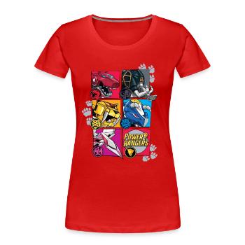 Power Rangers Alle Fünf Zords - Frauen Premium Bio T-Shirt - Rot - Vorne - Mia (176cm)