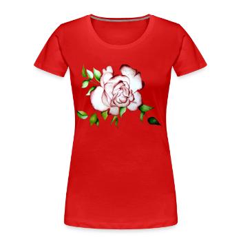 Rose - Frauen Premium Bio T-Shirt - Rot - Vorne - Mia (176cm)