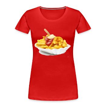 Pommes Schranke - Frauen Premium Bio T-Shirt - Rot - Vorne - Mia (176cm)