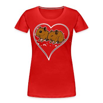 Ich liebe meine Rennmäuse Herz - Frauen Premium Bio T-Shirt - Rot - Vorne - Mia (176cm)