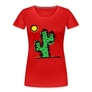 Einzelner Kaktus - Frauen Premium Bio T-Shirt - Rot - Vorne - Mia (176cm)