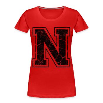 Un caractère N in Grunge-Look - T-shirt bio Premium Femme - rouge - Devant - Mia (176cm)