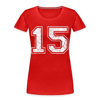 15 in white in the used look - Women's Premium Organic T-Shirt - red - Front - Mia (176cm)