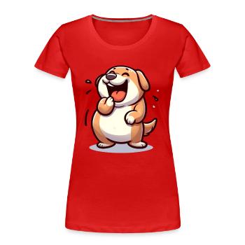 LAUGHING DOG FOUR-LEGGED FRIEND PET ANIMAL LOVER JOKE - Women's Premium Organic T-Shirt - red - Front - Mia (176cm)