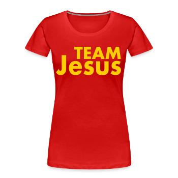 Team jesus - T-shirt bio Premium Femme - rouge - Devant - Mia (176cm)
