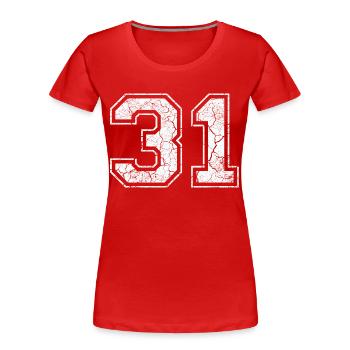 31 in white in the used look - Women's Premium Organic T-Shirt - red - Front - Mia (176cm)