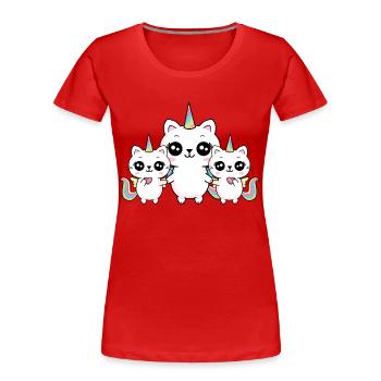 Brothers and sisters big sister twins Unicorn cat - Women's Premium Organic T-Shirt - red - Front - Mia (176cm)