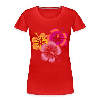 BALI fleurs d'hibiscus - T-shirt bio Premium Femme - rouge - Devant - Mia (176cm)