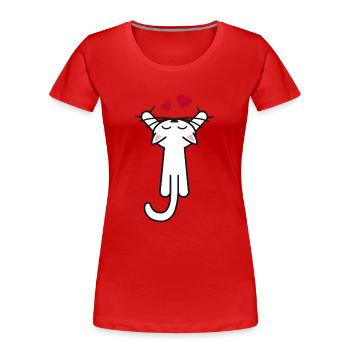 Kitty hanging love - Frauen Premium Bio T-Shirt - Rot - Vorne - Mia (176cm)