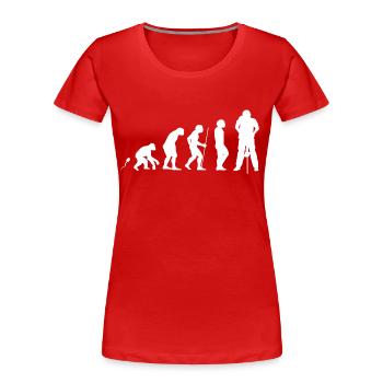 Presslufthammer Evolution Fun Shirt - Frauen Premium Bio T-Shirt - Rot - Vorne - Mia (176cm)
