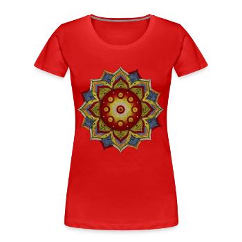 HANDPAN hang drum MANDALA natural colors - Frauen Premium Bio T-Shirt - Rot - Vorne - Mia (176cm)