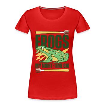 Frogs My Night Time Gig Kaulquappe Laubfrosch - Frauen Premium Bio T-Shirt - Rot - Vorne - Mia (176cm)