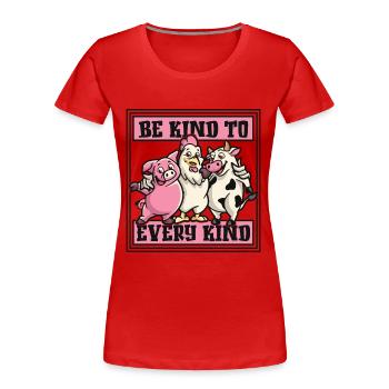Sei nett zu jeder Art von veganen Veganern auf pflanzlicher Basis - Frauen Premium Bio T-Shirt - Rot - Vorne - Mia (176cm)