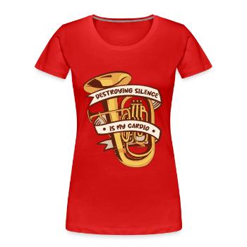 Destroying Silence est mon instrument de cardio - T-shirt bio Premium Femme - rouge - Devant - Mia (176cm)