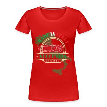 Made in Italy Spider 124 Cabrio 1972 Oldtimer - Frauen Premium Bio T-Shirt - Rot - Vorne - Mia (176cm)
