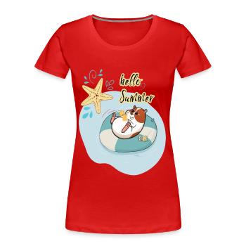 Nager Meerschwein Relaxing Hello Summer - Frauen Premium Bio T-Shirt - Rot - Vorne - Mia (176cm)