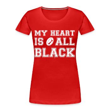 New Zealand My Heart Is All Black - T-shirt bio Premium Femme - rouge - Devant - Mia (176cm)