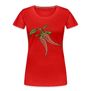 Chili Chilli Pepperoni épicé chaud - T-shirt bio Premium Femme - rouge - Devant - Mia (176cm)