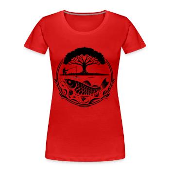 Pêche dans la nature - T-shirt bio Premium Femme - rouge - Devant - Mia (176cm)
