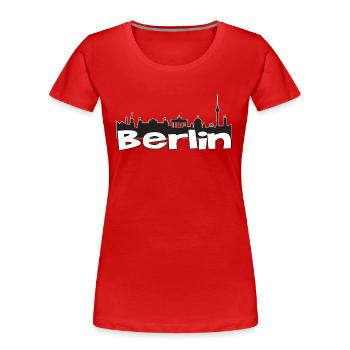 Skyline Berlin - Frauen Premium Bio T-Shirt - Rot - Vorne - Mia (176cm)