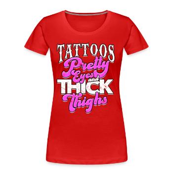 thick thick thighs thick thighs thighs - Women's Premium Organic T-Shirt - red - Front - Mia (176cm)