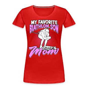biathlon sport sports d'hiver ski cadeau disant lan - T-shirt bio Premium Femme - rouge - Devant - Mia (176cm)