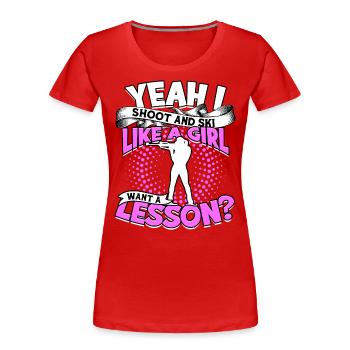 Biathlon Sport Sports d’hiver Ski Cadeau Citation Lan - T-shirt bio Premium Femme - rouge - Devant - Mia (176cm)
