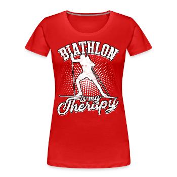 biathlon sport sports d'hiver ski cadeau disant lan - T-shirt bio Premium Femme - rouge - Devant - Mia (176cm)