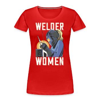 Welder outfit for welders - Women's Premium Organic T-Shirt - red - Front - Mia (176cm)