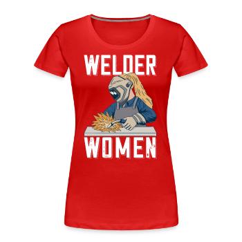 Welder outfit for welders - Women's Premium Organic T-Shirt - red - Front - Mia (176cm)